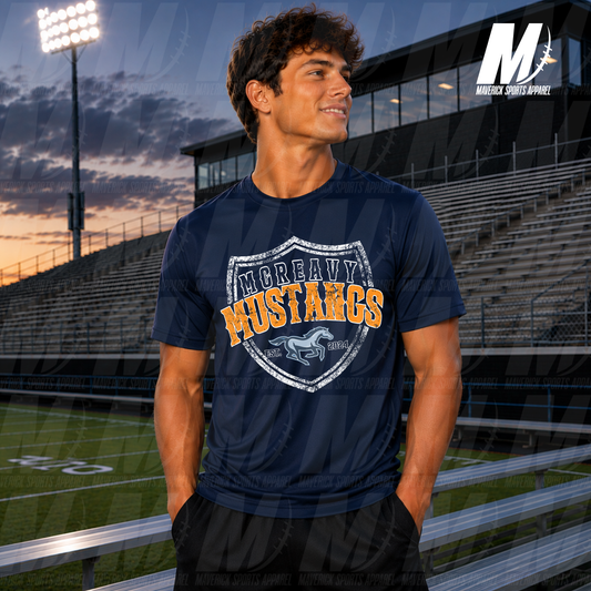 Turlington Vintage Athletic Shield – Xtreme Tek Dri Fit Series in Navy