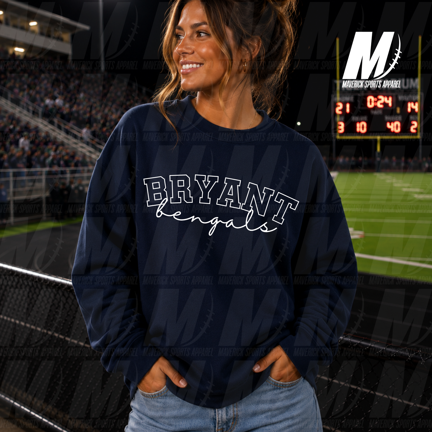 Bryant Bengals Varsity Script PUFF INK – Crewneck Sweatshirt