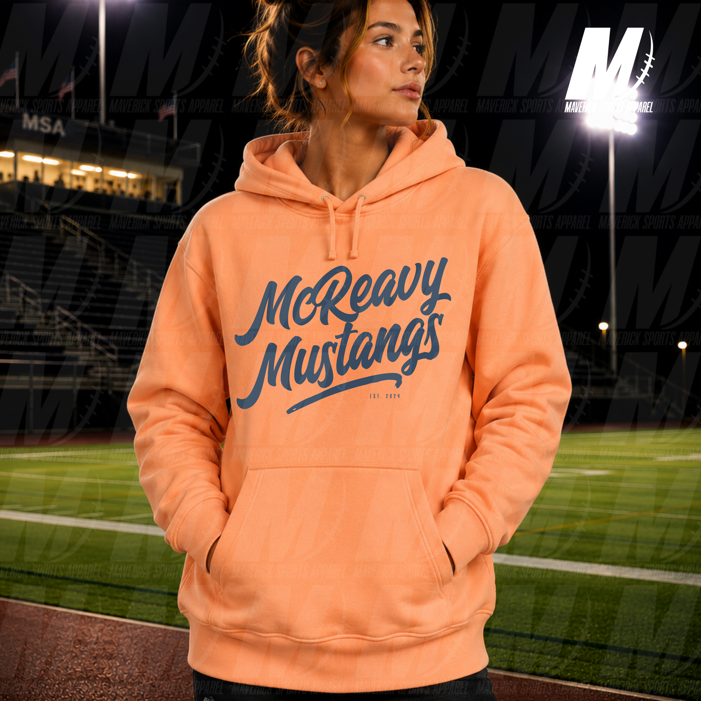 Turlington Tigers Heritage Script – Hyperactive Fleece Hoodie in Navy