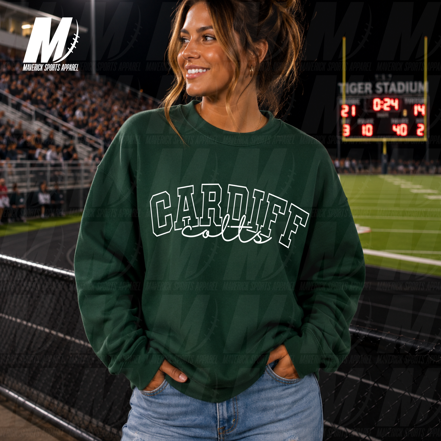 Cardiff Colts Varsity Script PUFF INK – Crewneck Sweatshirt