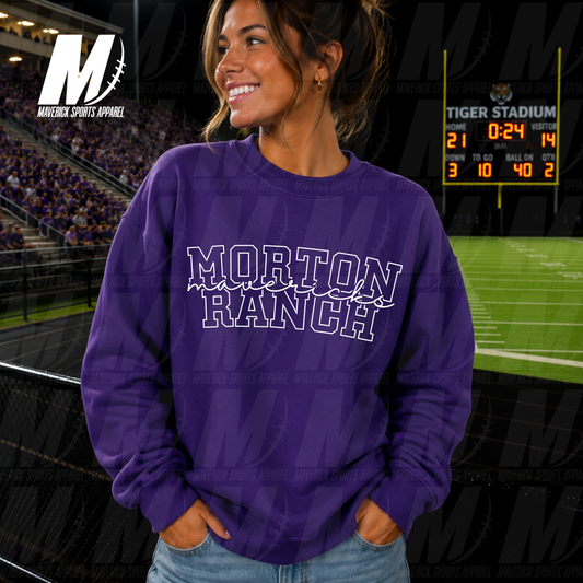 Morton Ranch Mavericks Varsity Script PUFF INK – Crewneck Sweatshirt