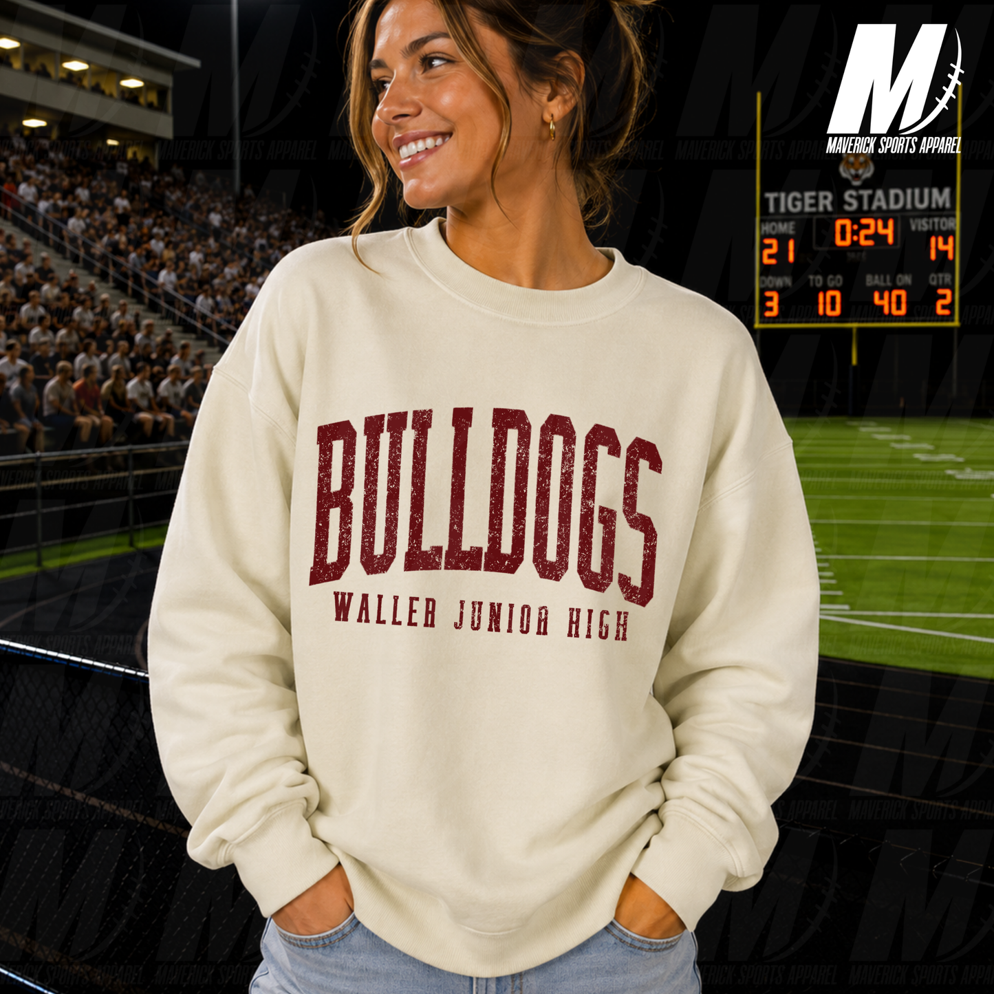 Waller Junior High Classic Collegiate – Crewneck Sweatshirt