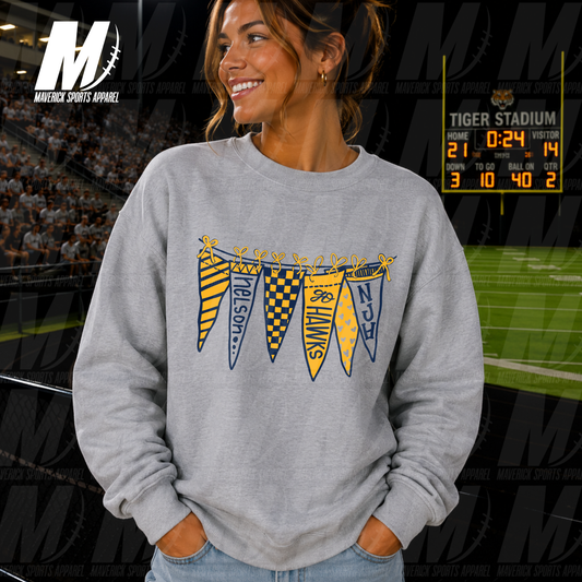 Nelson Hawks Pep Rally Pennants – Crewneck Sweatshirt