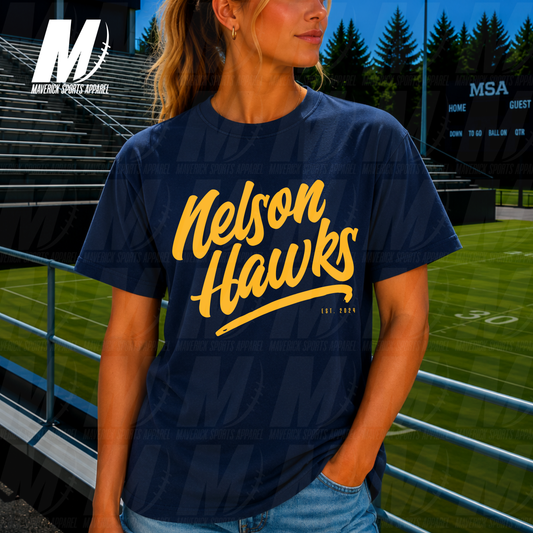 Nelson Hawks Heritage Script – Comfort Colors® Series