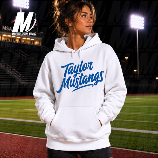 Taylor Mustangs Heritage Script – Hyperactive Fleece Hoodie