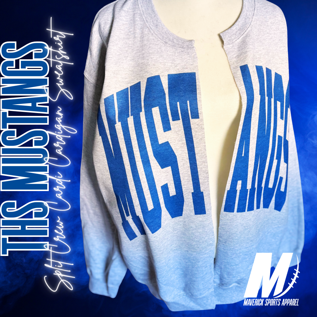 Taylor High School Mustangs Split Cardi Crew PREORDER (C/O 2027 GIVEBACK)