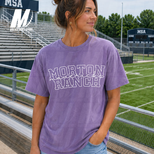 Morton Ranch Mavericks Varsity Script PUFF INK – Comfort Colors® Series