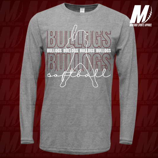 Bulldogs Softball Stacked Soft Tek Blended Tee